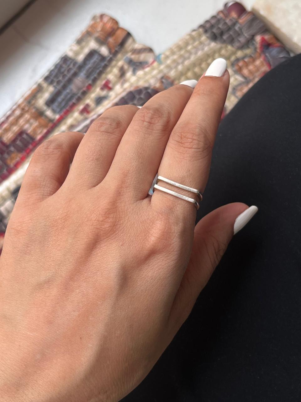 Double Square Stackable 925 Sterling Silver Ring