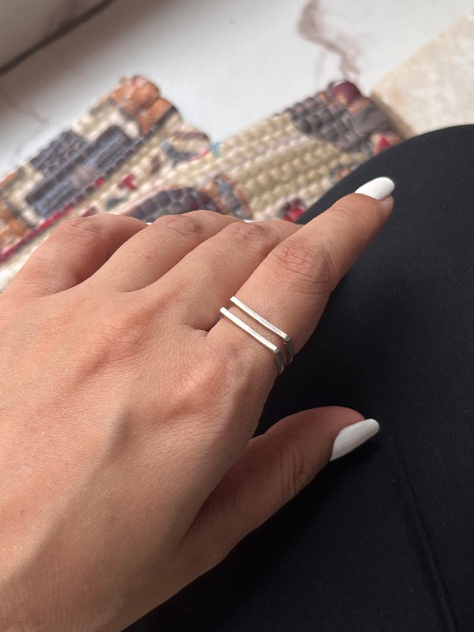 Double Square Stackable 925 Sterling Silver Ring