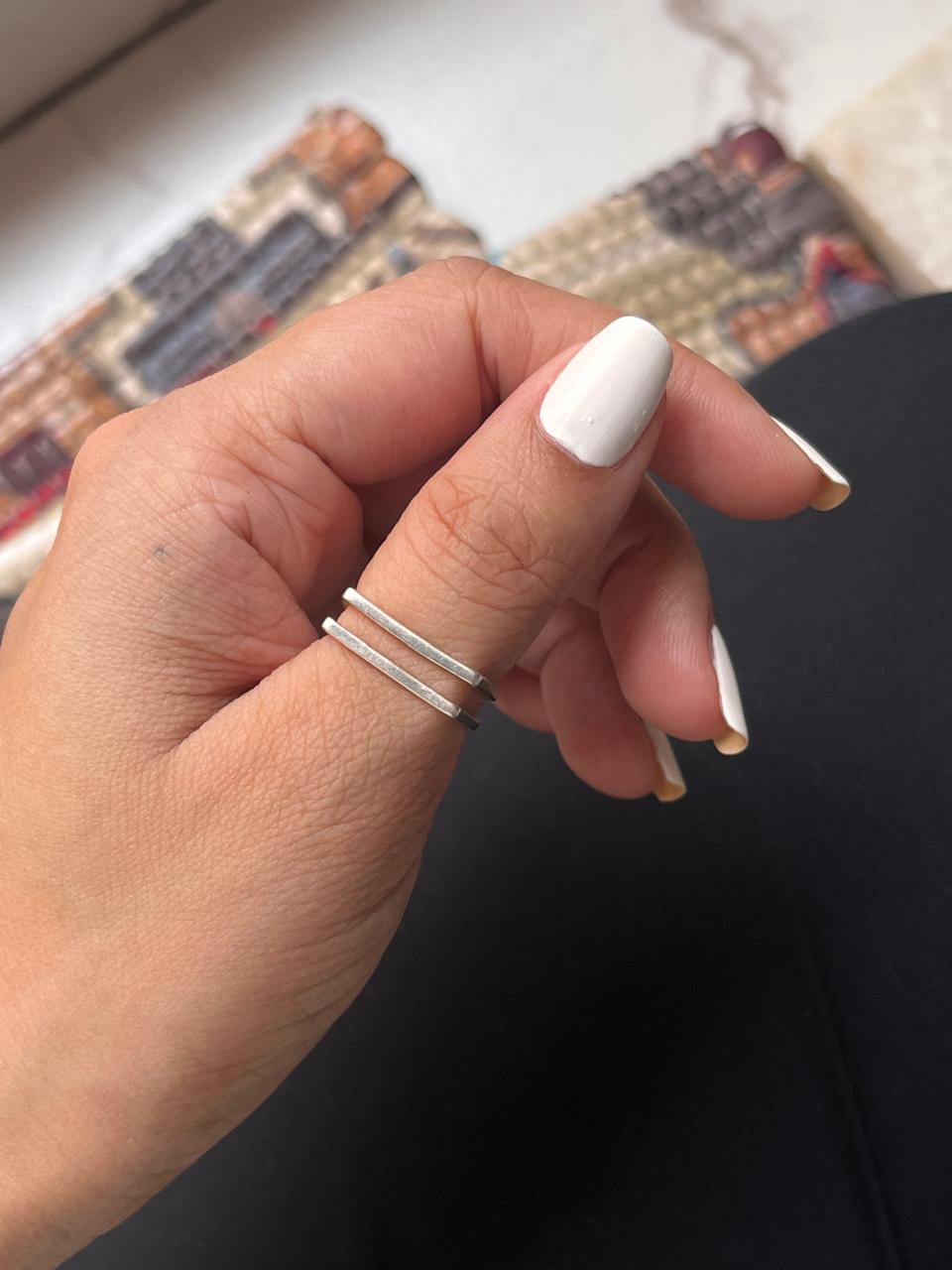 Double Square Stackable 925 Sterling Silver Ring
