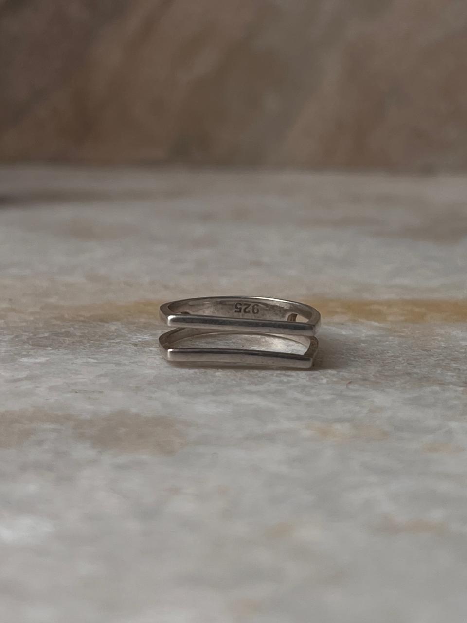 Double Square Stackable 925 Sterling Silver Ring
