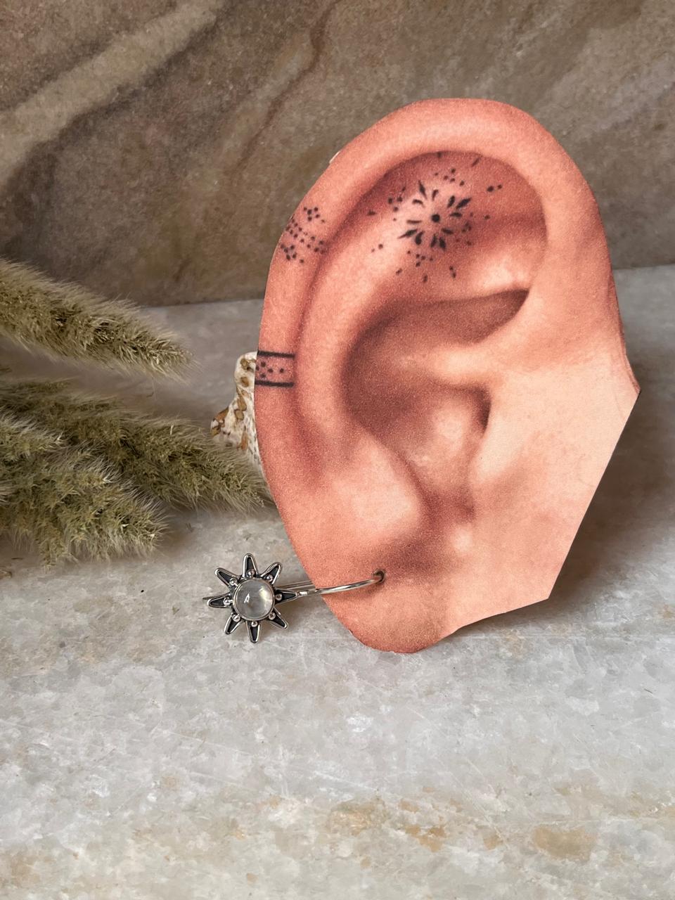 Moonstone Big Sunflower Earrings 925 Sterling Silver Earrings