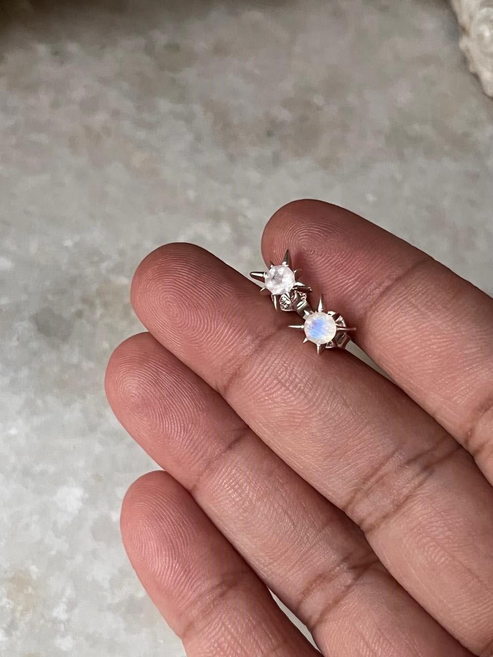 North Star Moonstone Studs 925 Sterling Silver Earrings