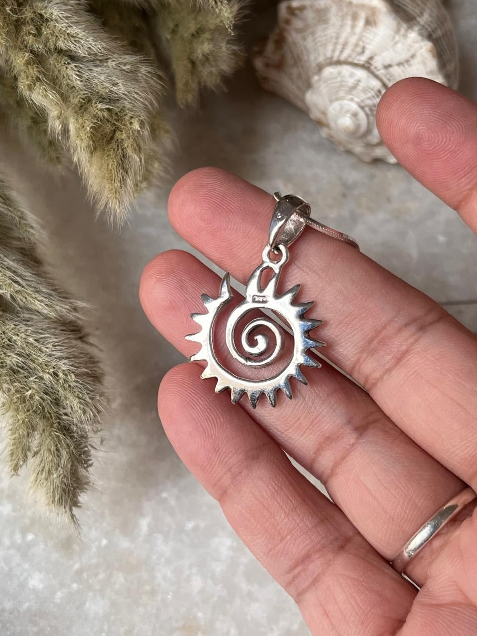 Spiral Sun 925 Sterling Silver Pendant