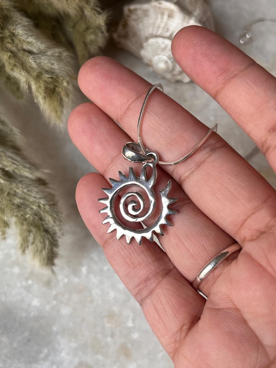 Spiral Sun 925 Sterling Silver Pendant