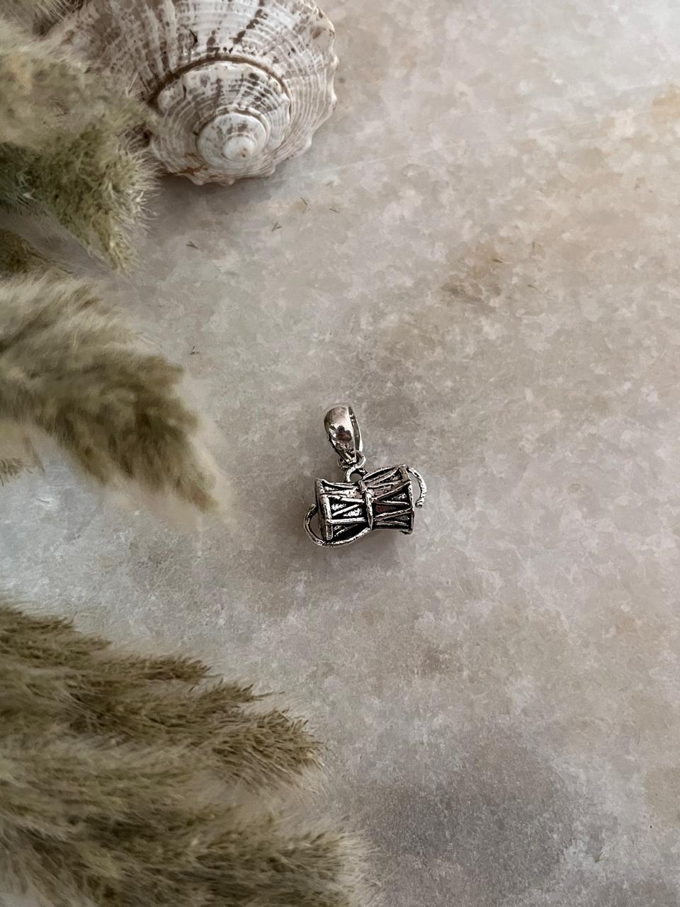 Medium Shiva Damru 925 Sterling Silver Pendant