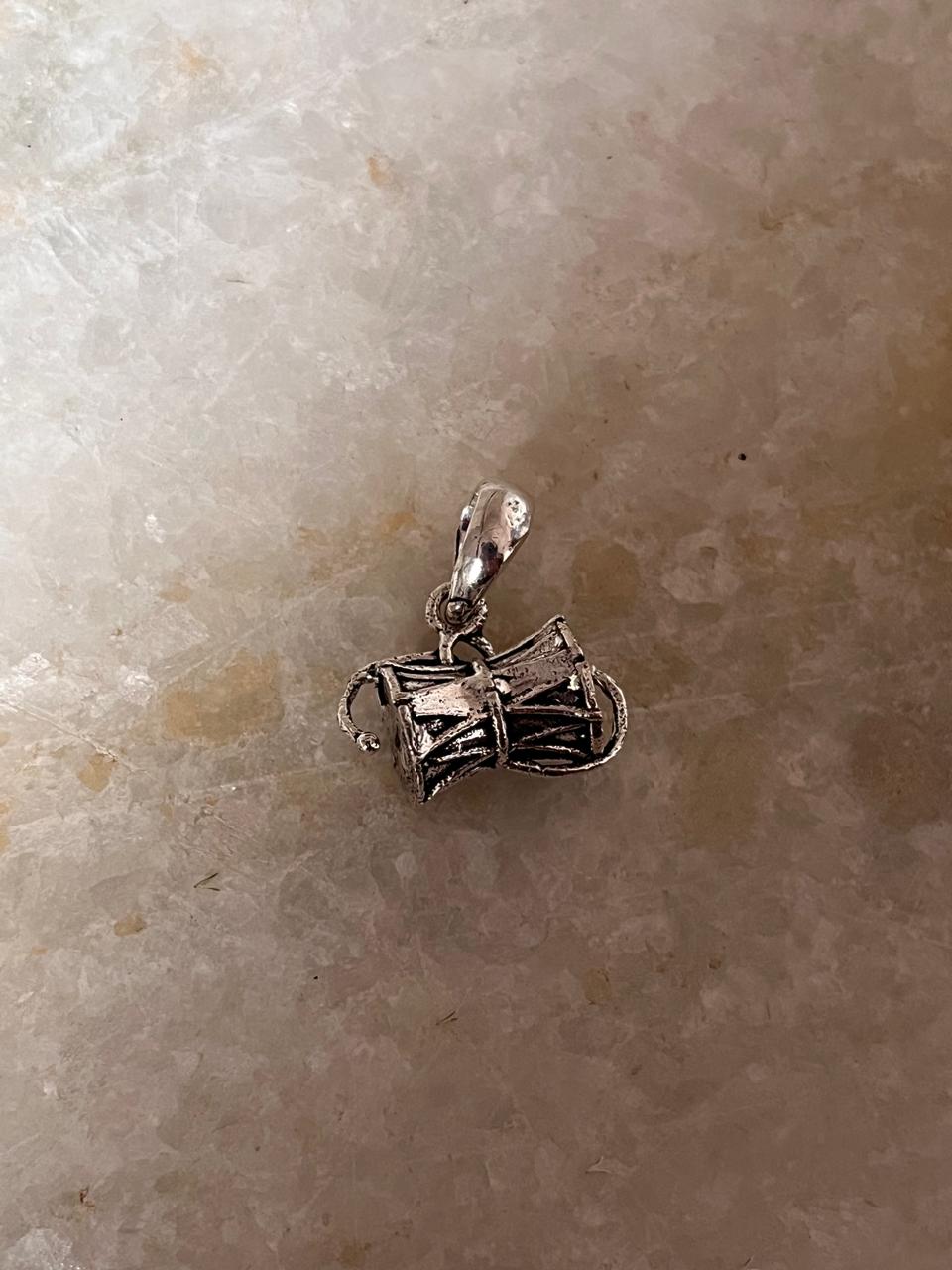Big Shiva Damru 925 Sterling Silver Pendant