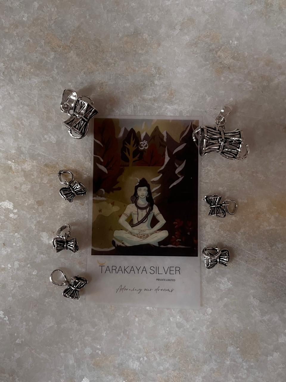 Medium Shiva Damru 925 Sterling Silver Pendant