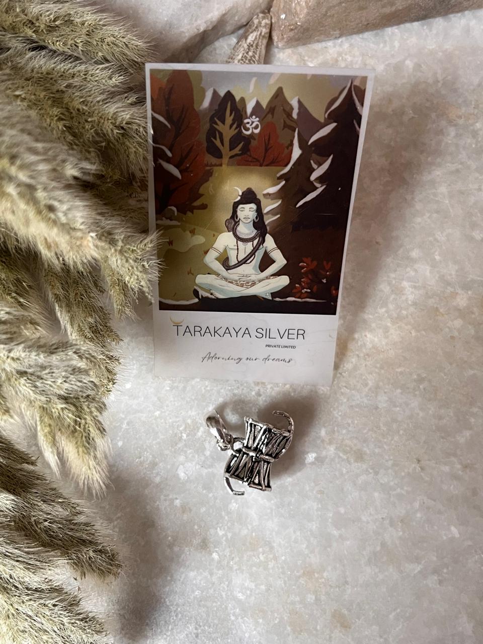 Medium Shiva Damru 925 Sterling Silver Pendant