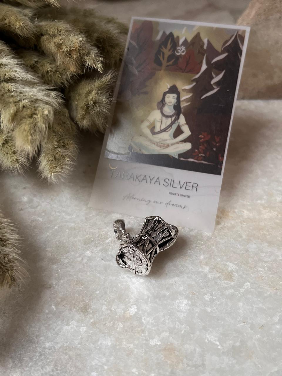 Big Shiva Damru 925 Sterling Silver Pendant