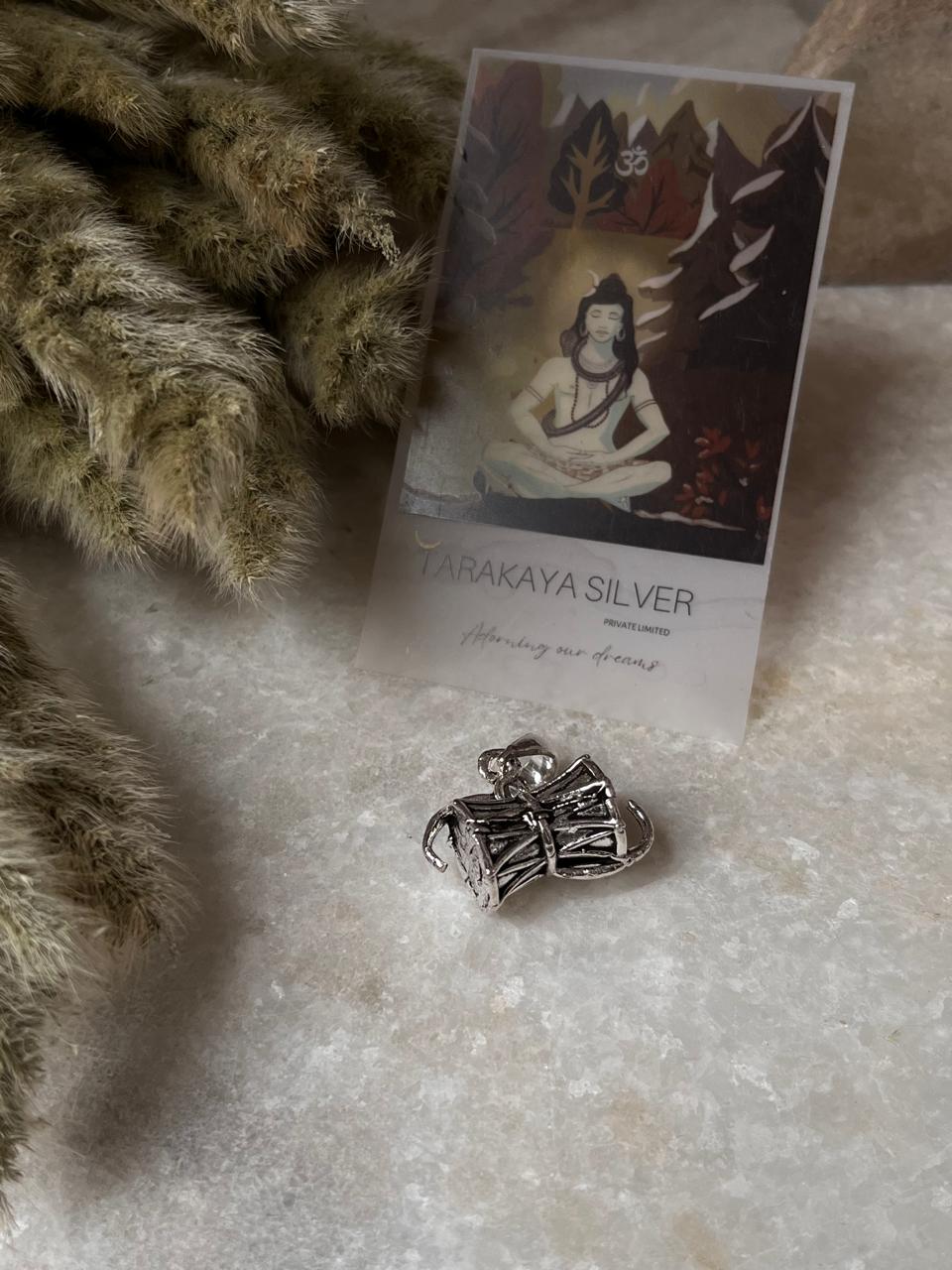 Big Shiva Damru 925 Sterling Silver Pendant