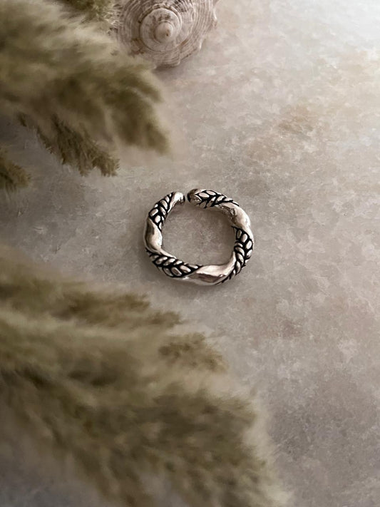 Adjustable Leaf Plain Band 925 Sterling Silver Ring