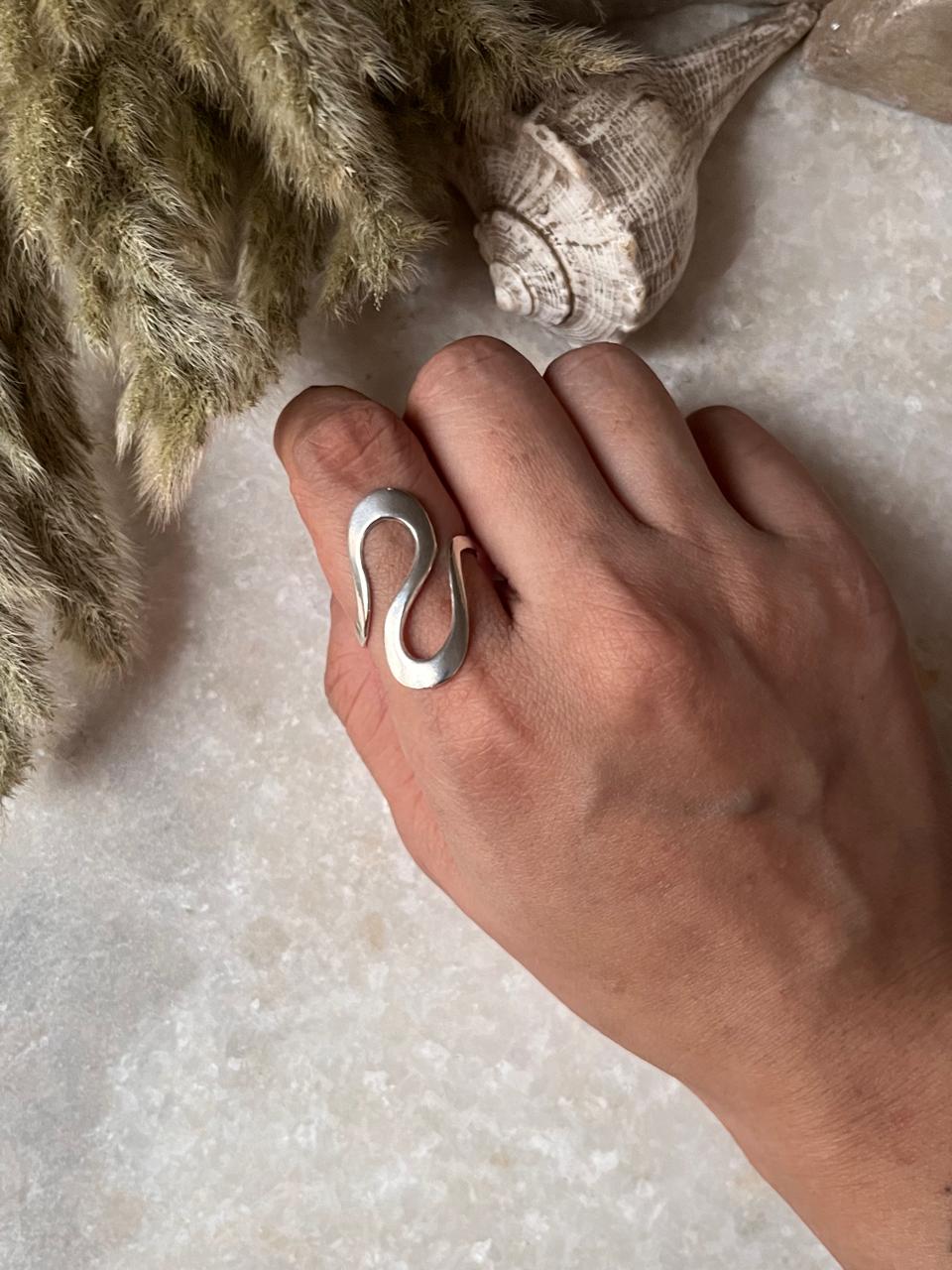 S Sculpture Abstract 925 Sterling Silver Ring