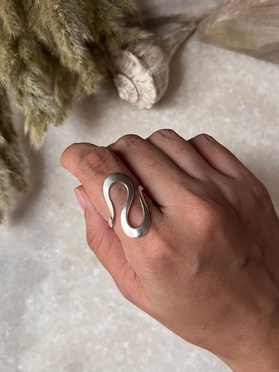 S Sculpture Abstract 925 Sterling Silver Ring