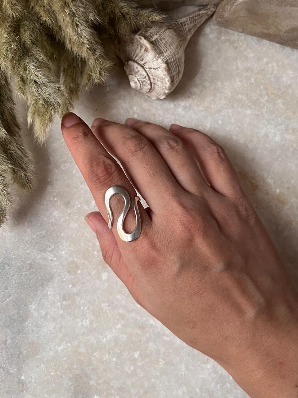S Sculpture Abstract 925 Sterling Silver Ring