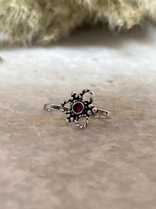 Pink Flower Nose / Helix 925 Sterling Silver Clip On