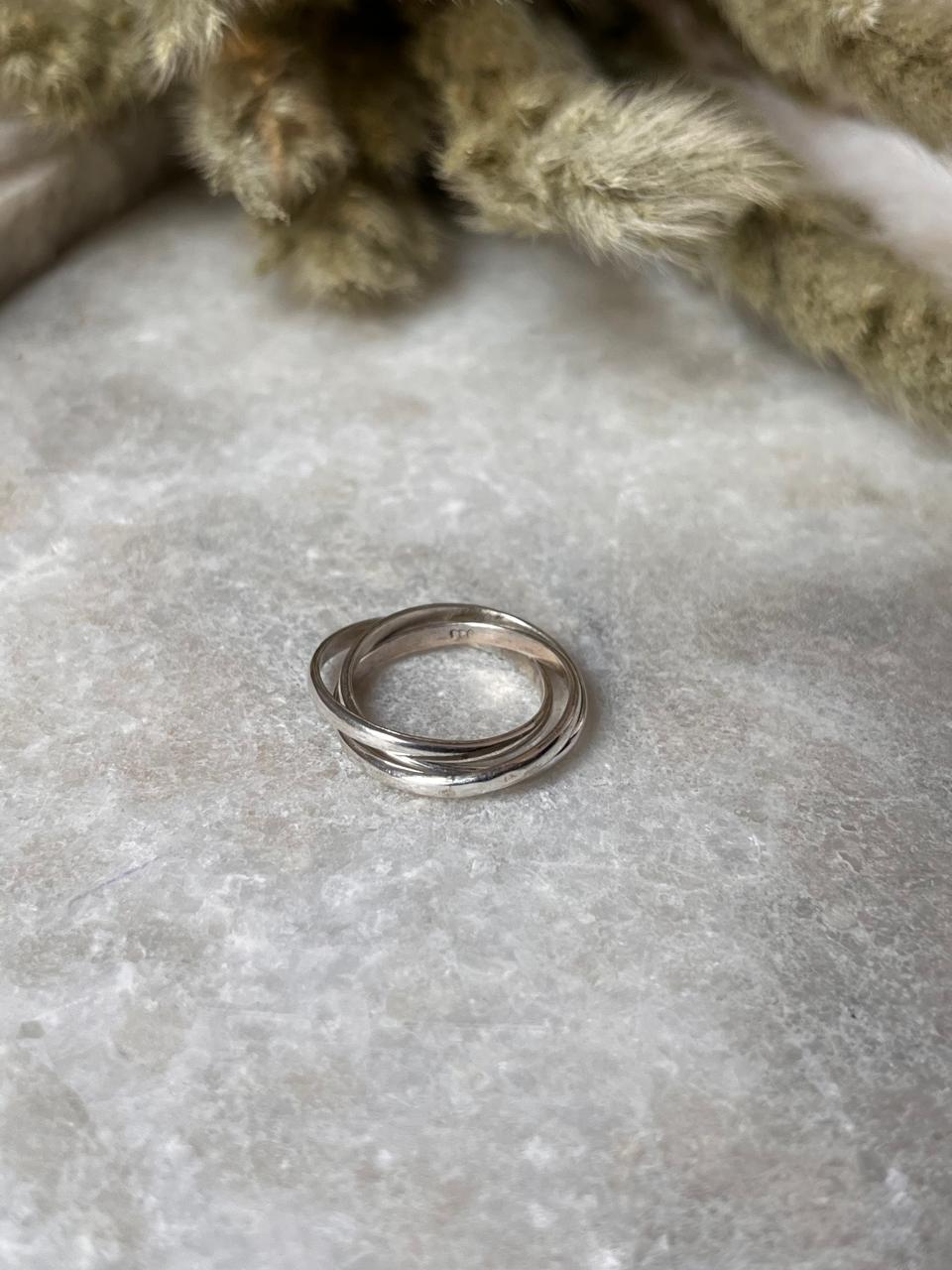 Trendy 925 silver three-band rolling design silver ring