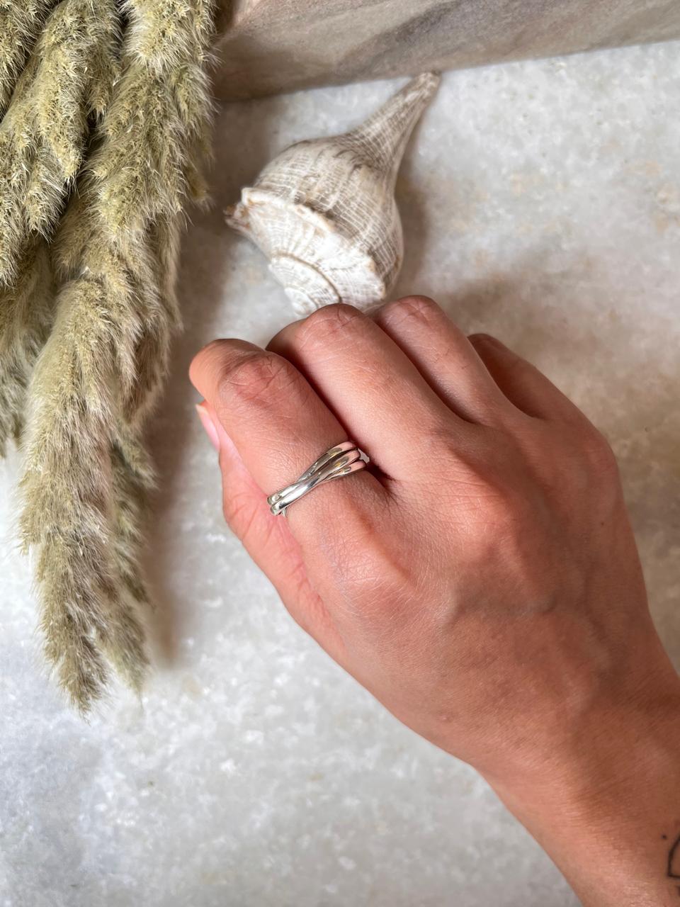 Unique 925 silver triple rolling band ring for daily wear