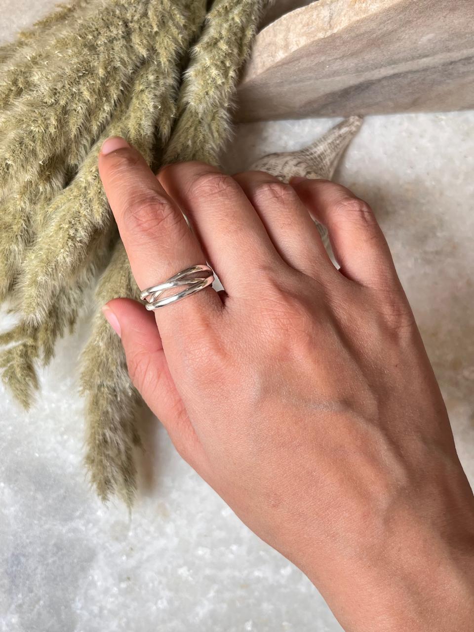 925 sterling silver classic triple rolling band ring
