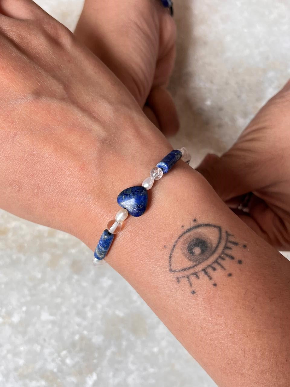 Lapis lazuli, Moonstone, Citrine & Pearl 4mm Round Handcrafted 925 Sterling Silver Bracelet