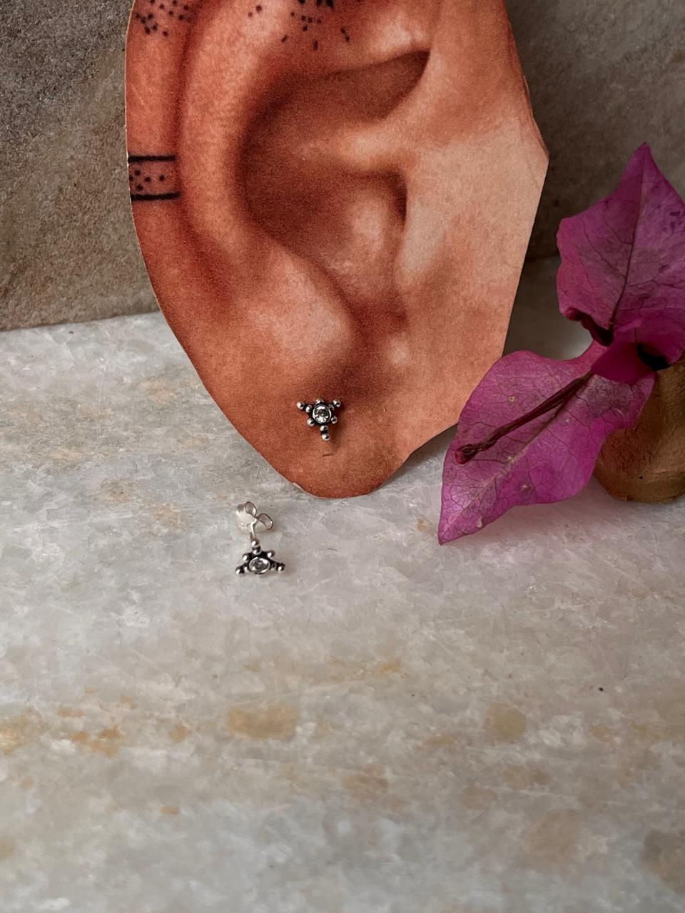 Rawa White Cz Stone Studs 925 Sterling Silver Earrings