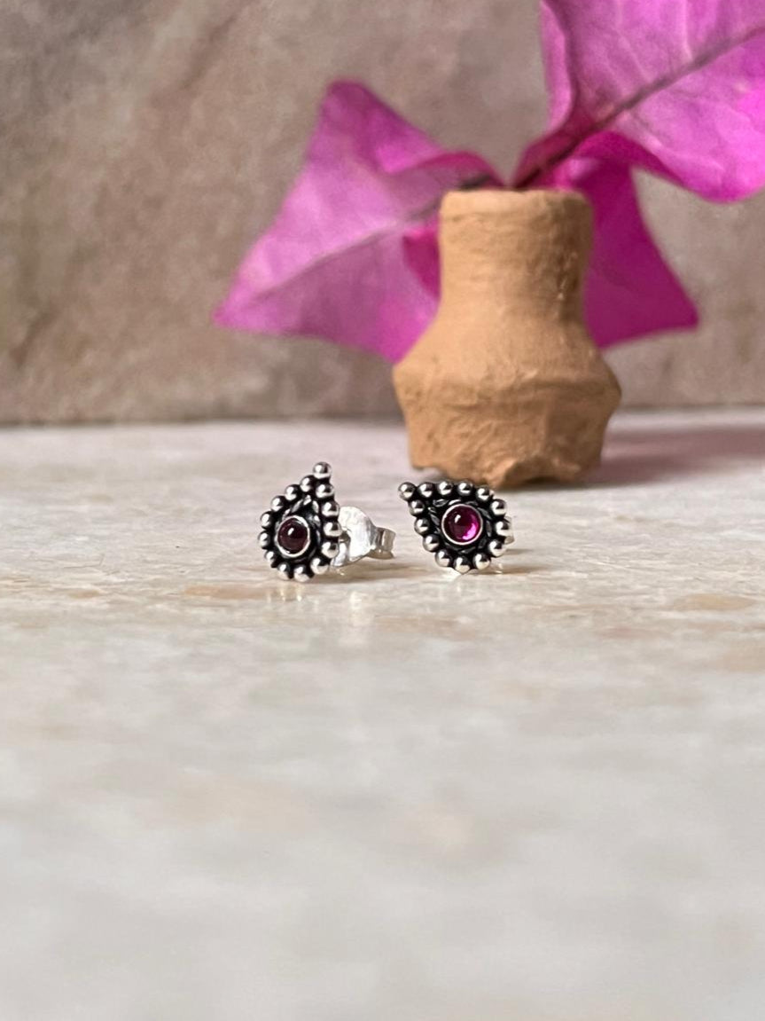 Drop Pink CZ Stone Studs 925 Sterling Silver Earrings