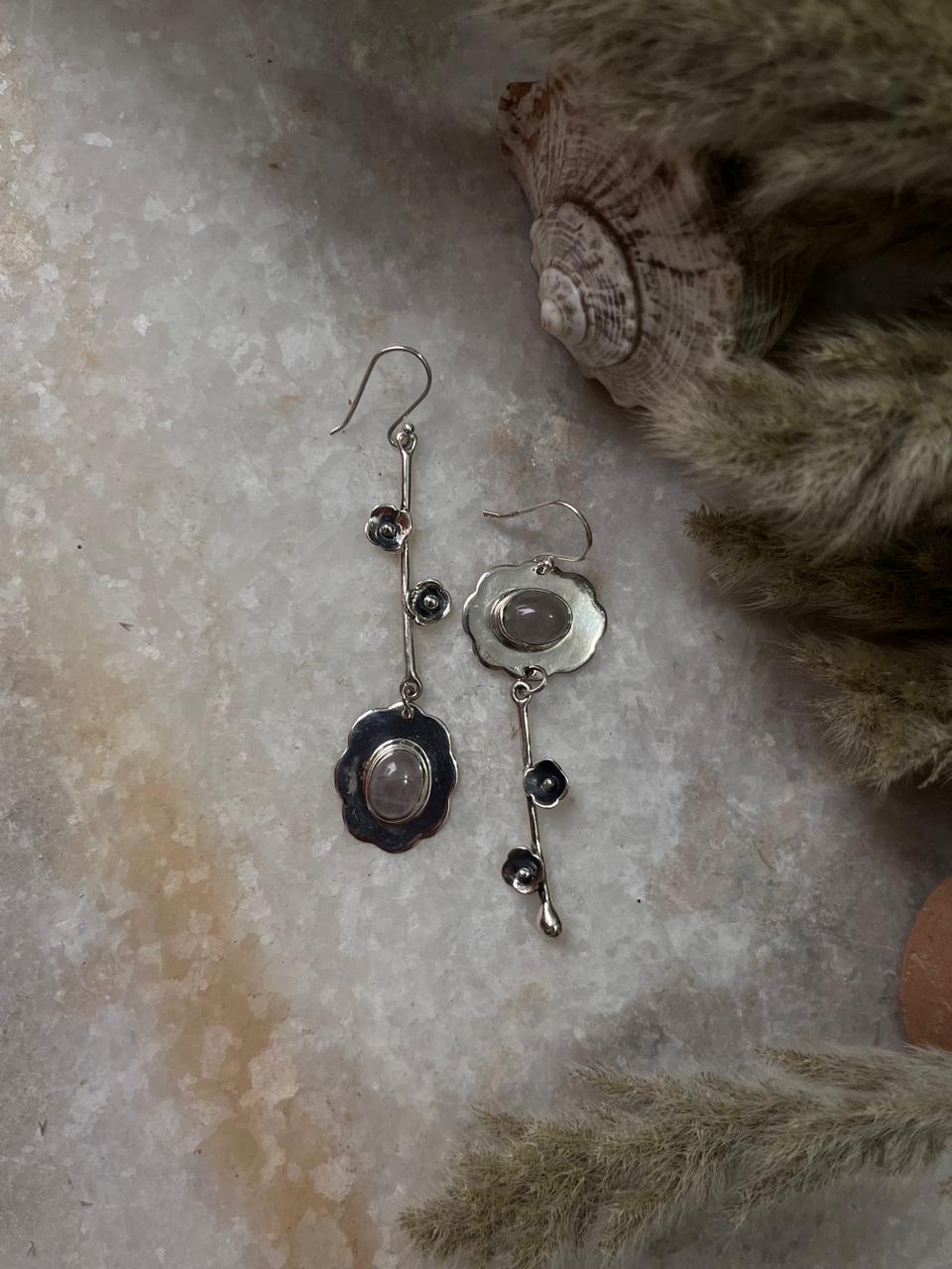 Rose Quartz Mix Match 925 Sterling Silver Earrings