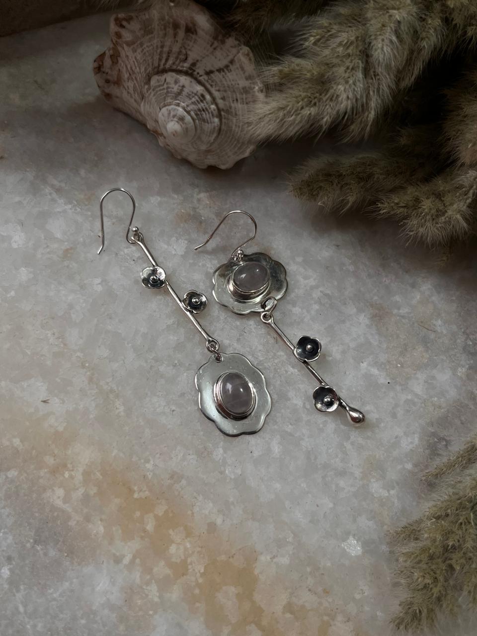 Rose Quartz Mix Match 925 Sterling Silver Earrings