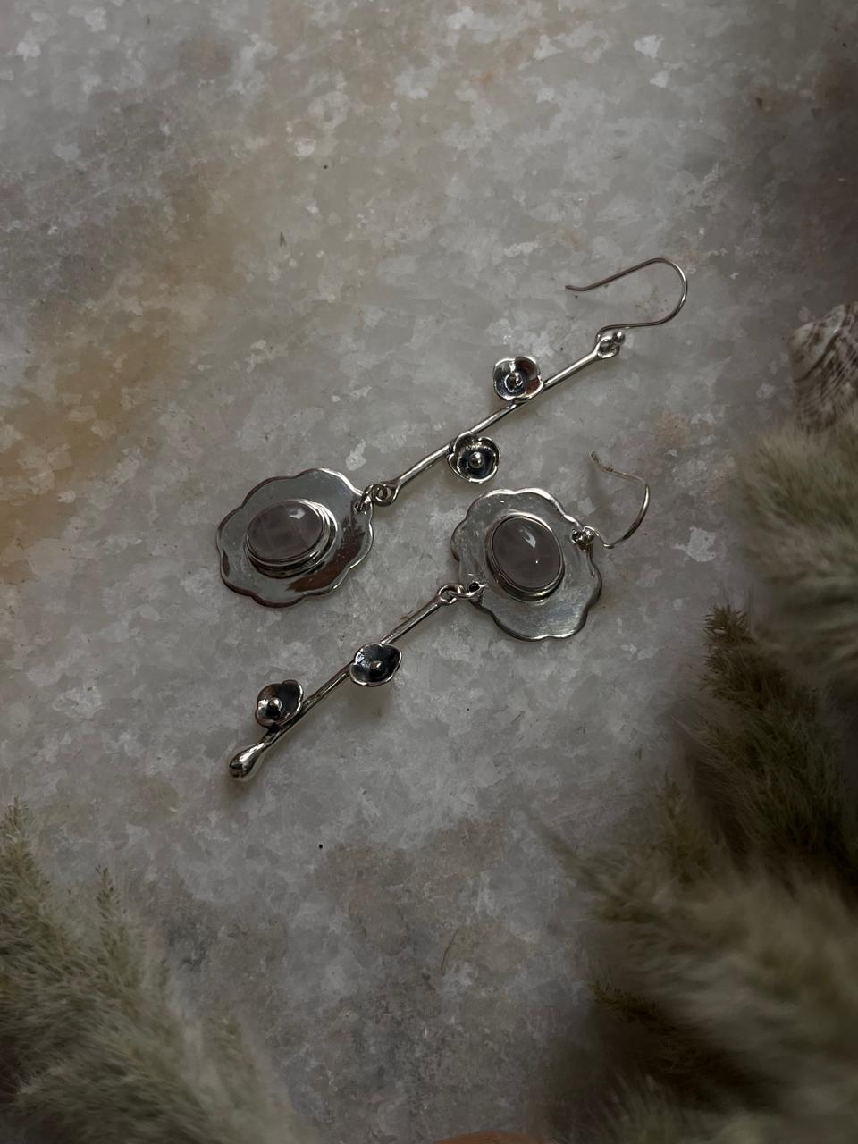 Rose Quartz Mix Match 925 Sterling Silver Earrings