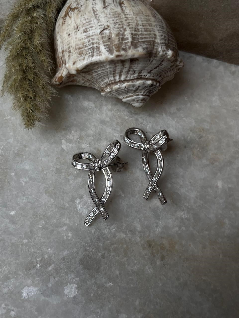 Pretty Bow statement Cz Earrings 925 Sterling Silver Earrings