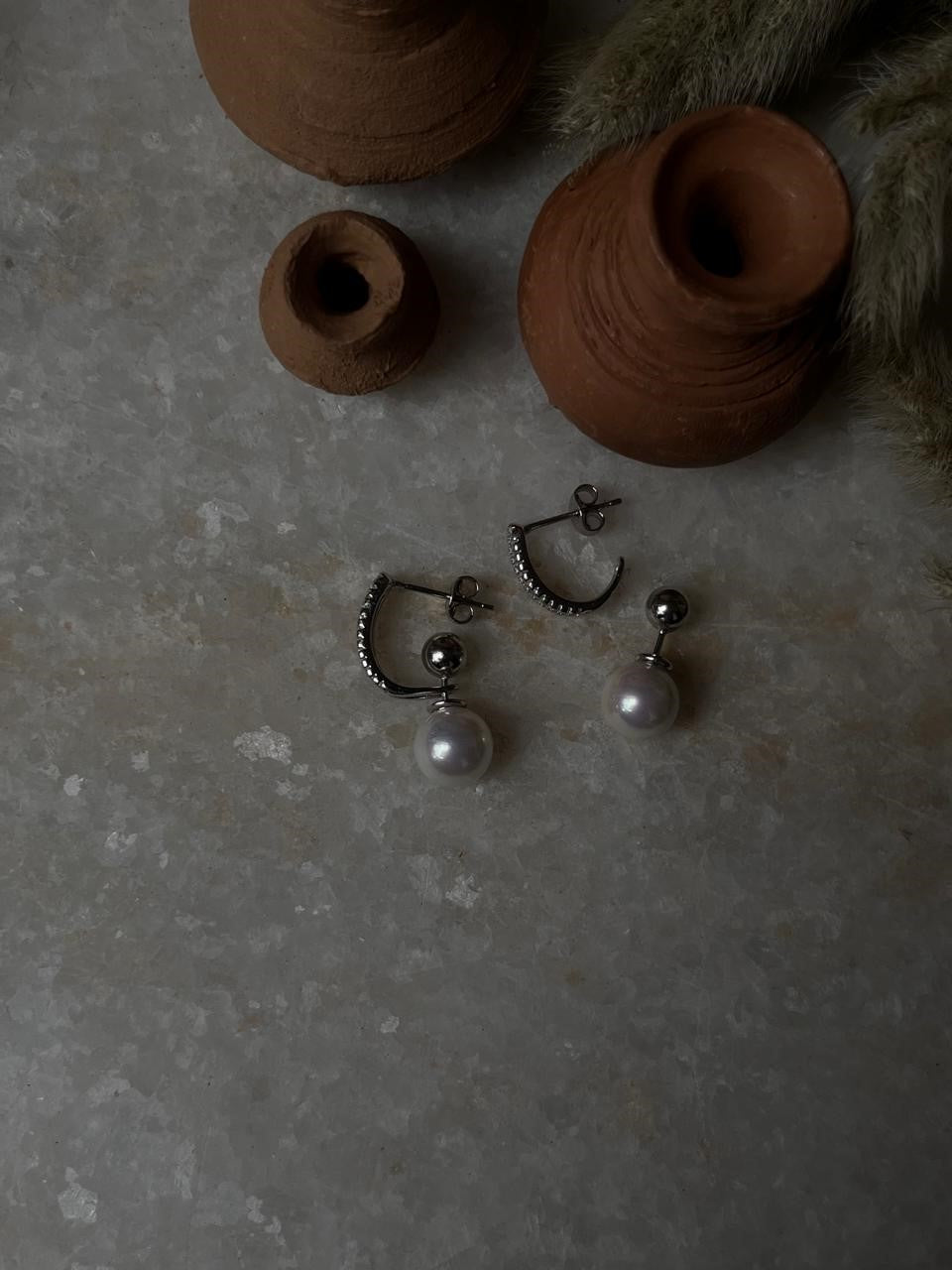 Fresh Water Pearl Cz 2 in 1 925 Sterling Silver Earrings