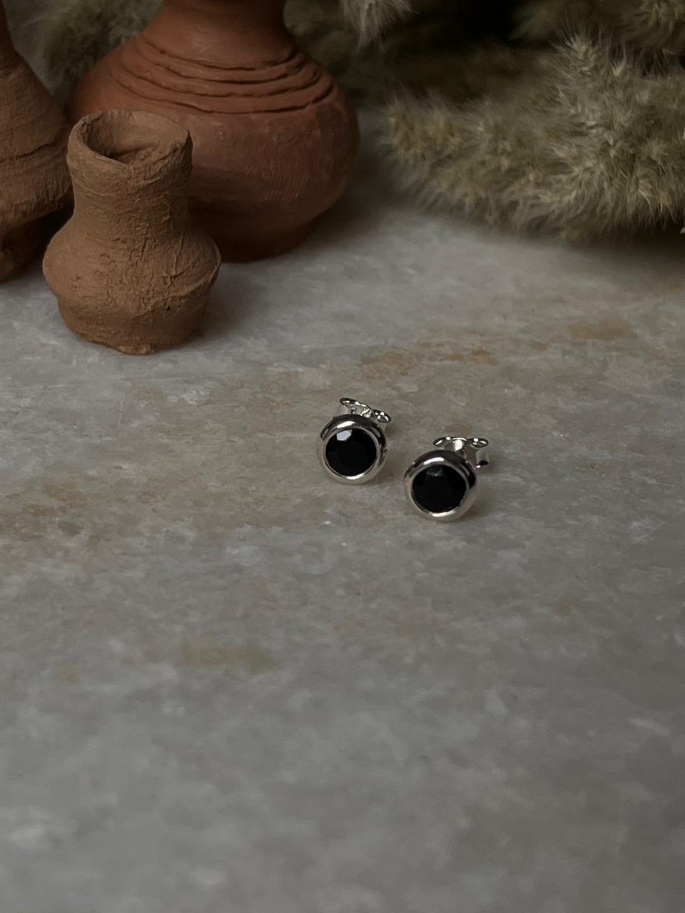 Handcrafted Black Onyx Sterling Silver 6mm Studs