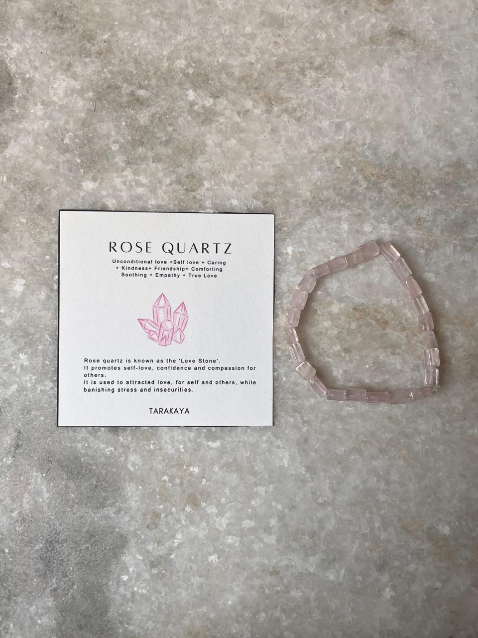 Rose Quartz Rectangular Crystal Bracelet