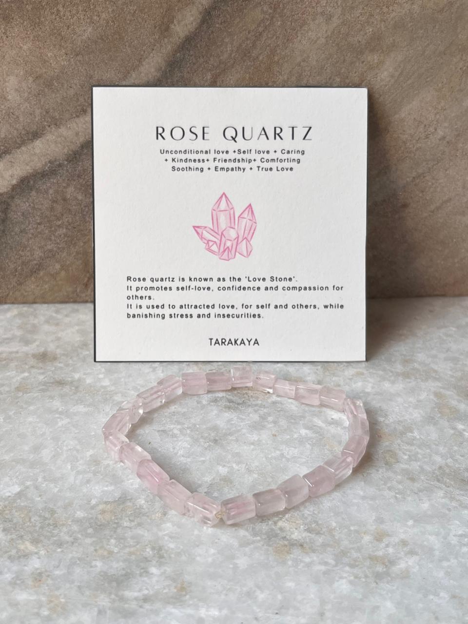 Rose Quartz Rectangular Crystal Bracelet