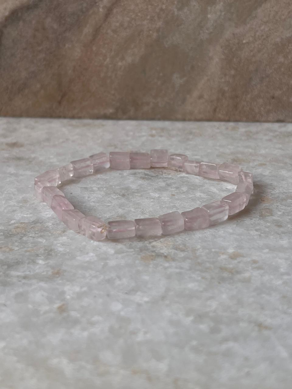 Rose Quartz Rectangular Crystal Bracelet