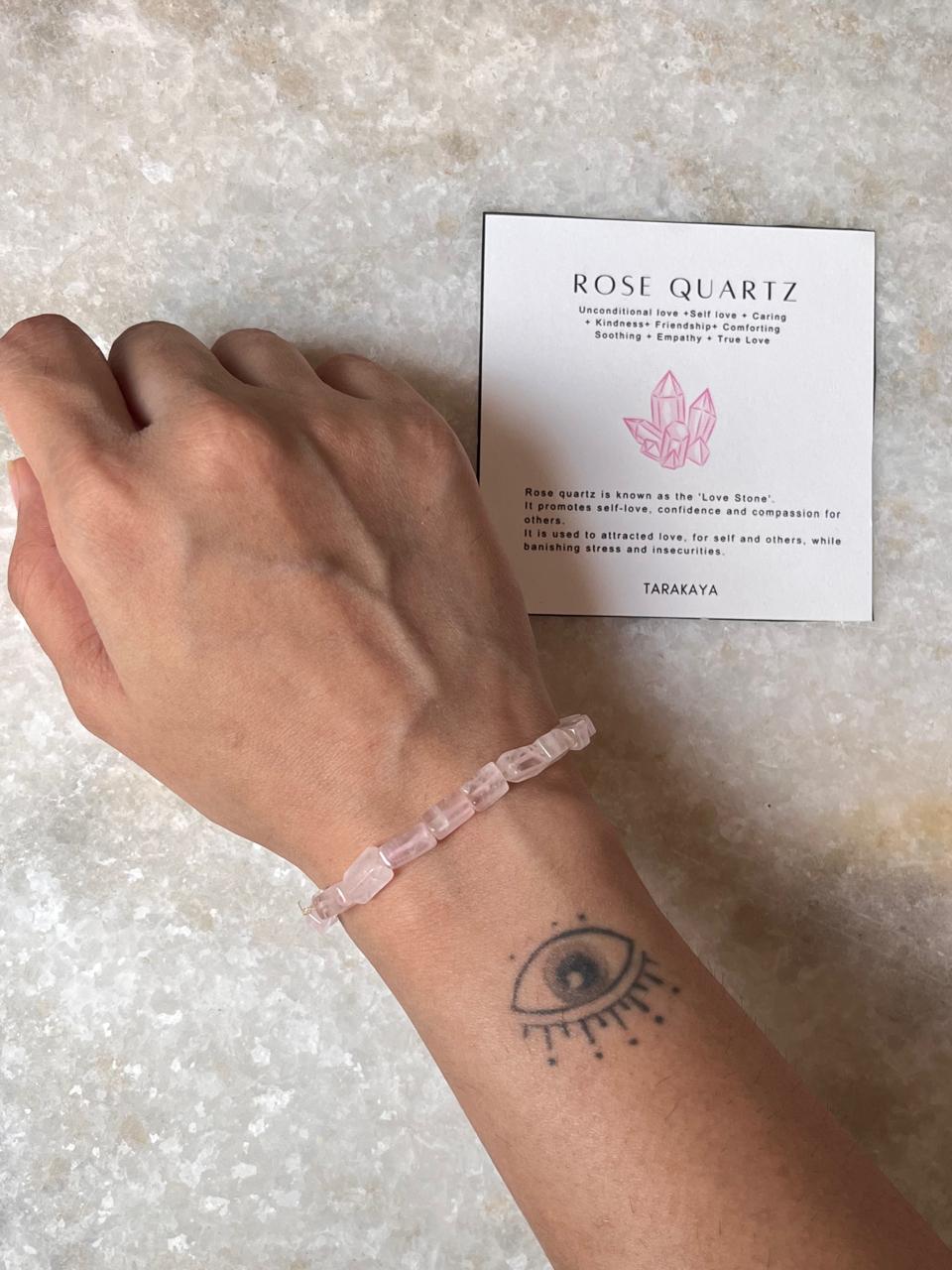 Rose Quartz Rectangular Crystal Bracelet