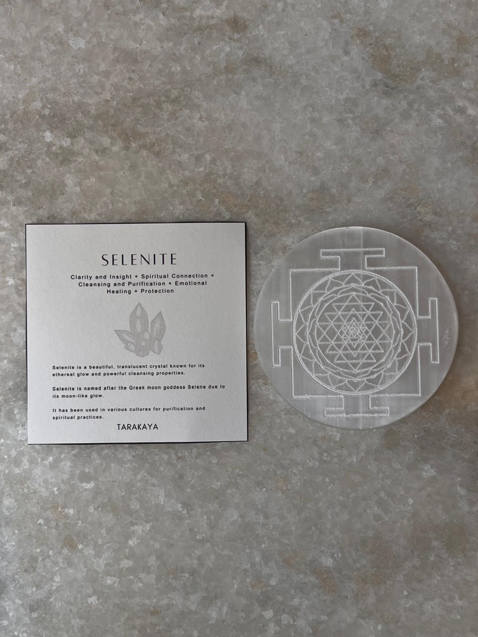 Selenite Charging Plate - Shree Yantra