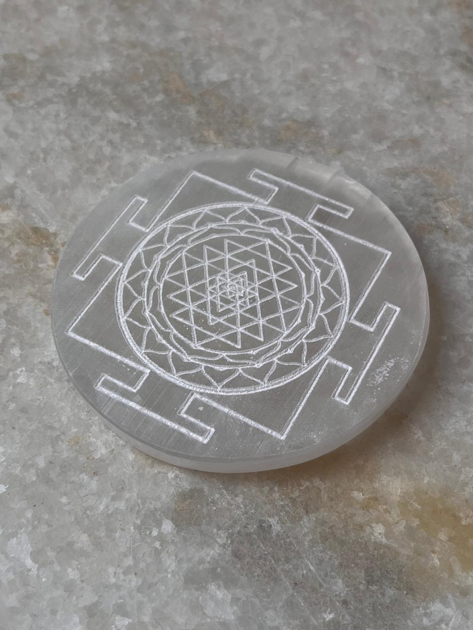 Selenite Charging Plate - Shree Yantra