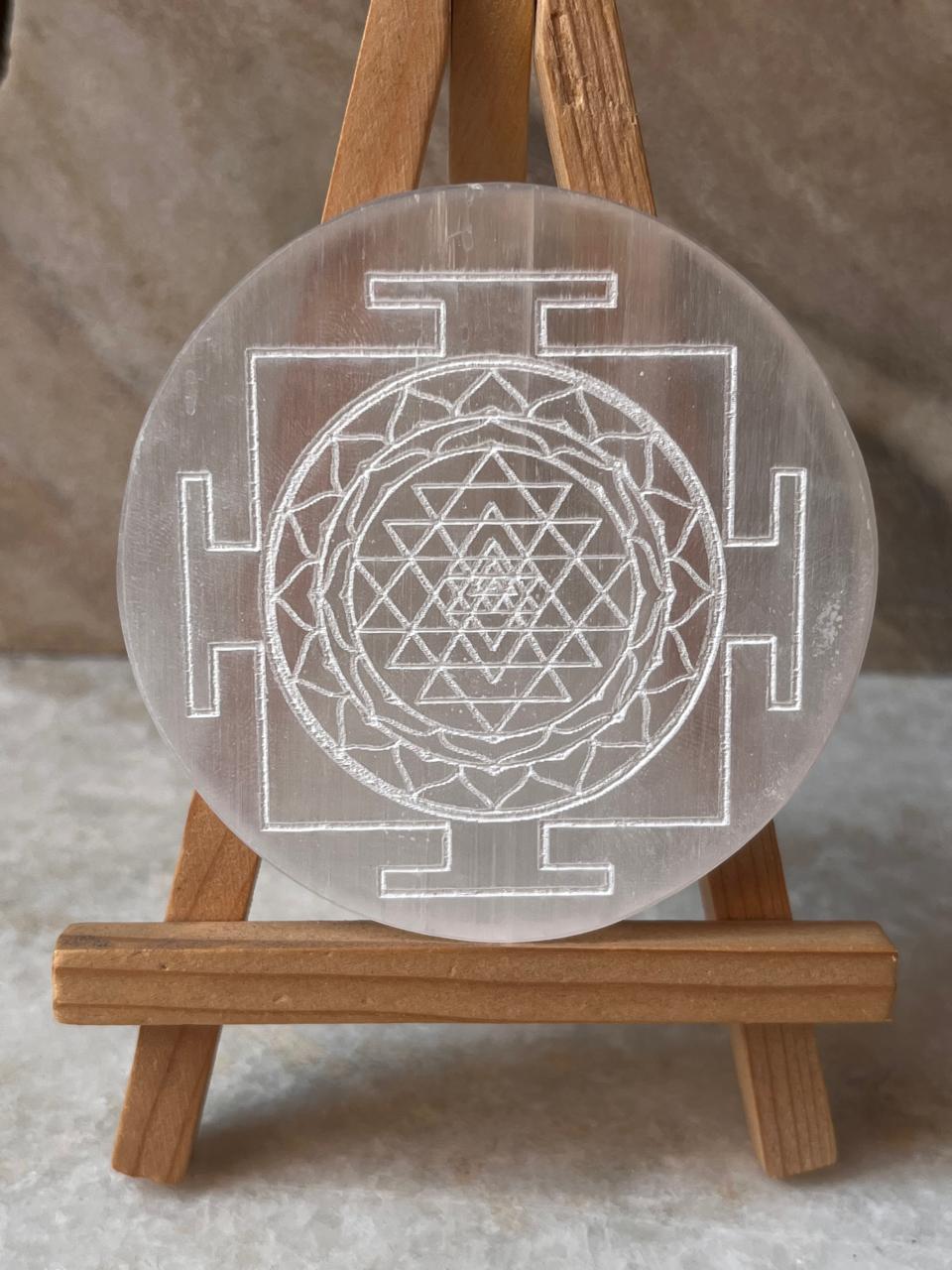 Selenite Charging Plate - Shree Yantra