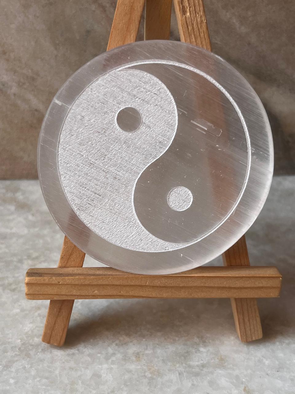 Yin Yang Selenite Charging Plate for Crystals and Jewelry