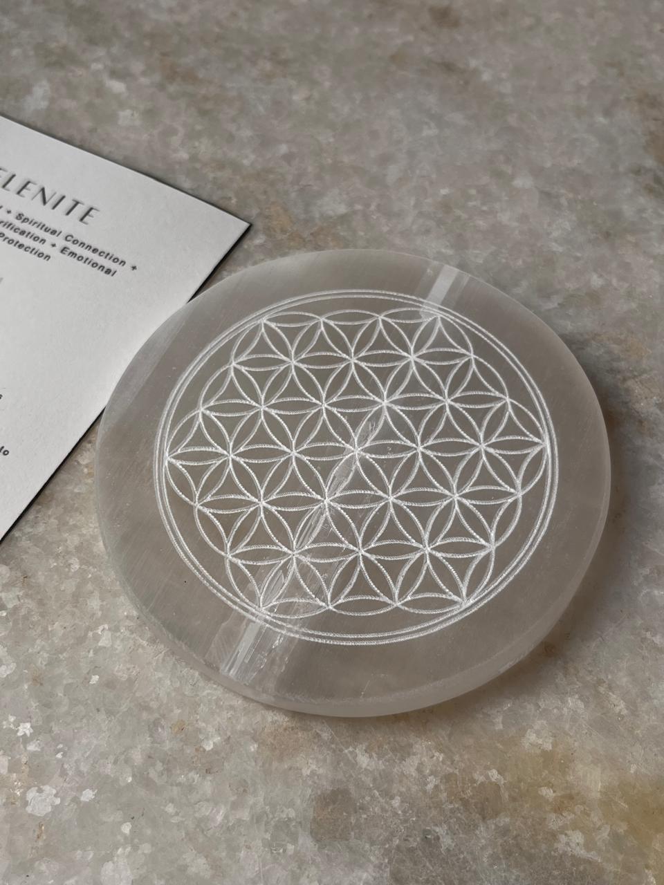 Selenite Charging Plate -flower Of Life