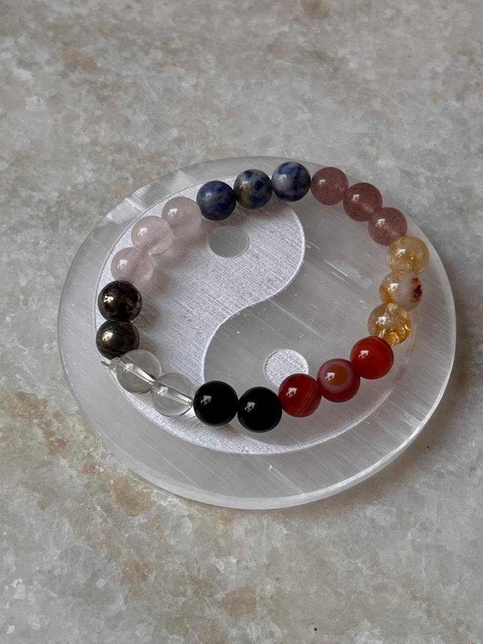 Natural Selenite Yin Yang Crystal Charging Plate Handmade
