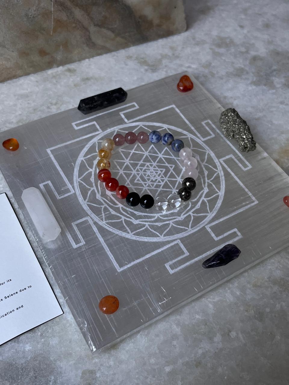 Selenite Charging Big Square Plate- Shree Yantra