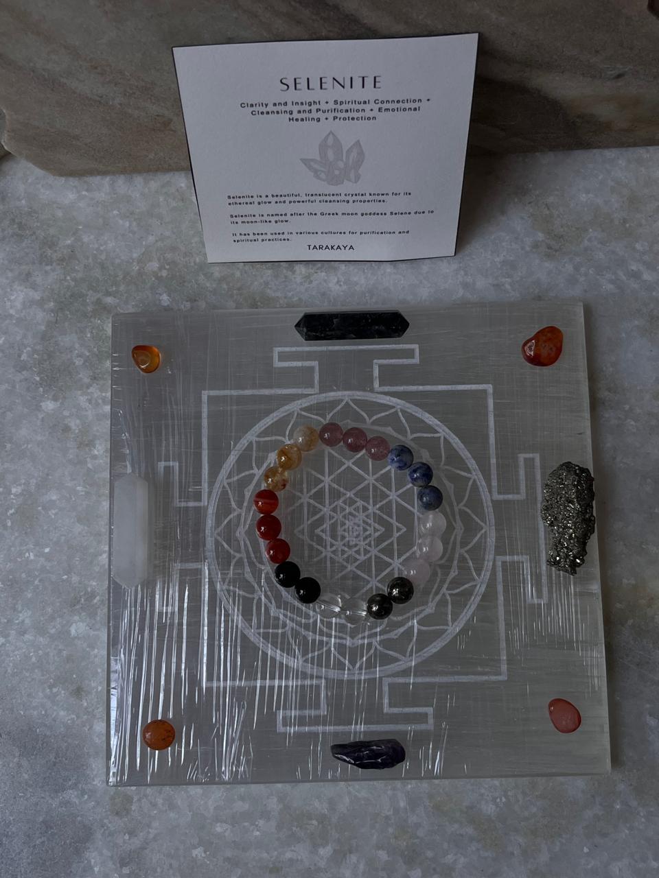 Selenite Charging Big Square Plate- Shree Yantra