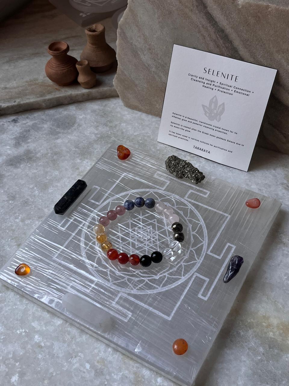 Selenite Charging Big Square Plate- Shree Yantra