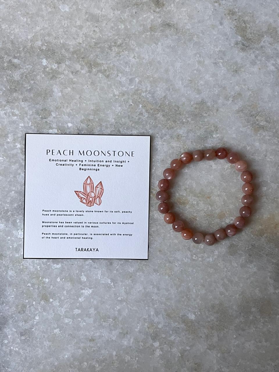 Peach Moonstone Natural Crystal Bracelet 8mm