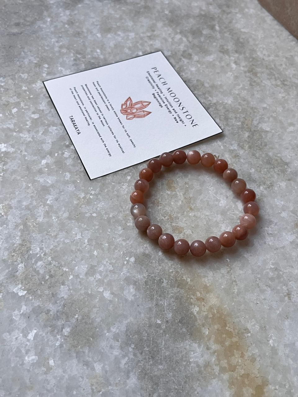 Peach Moonstone Natural Crystal Bracelet 8mm