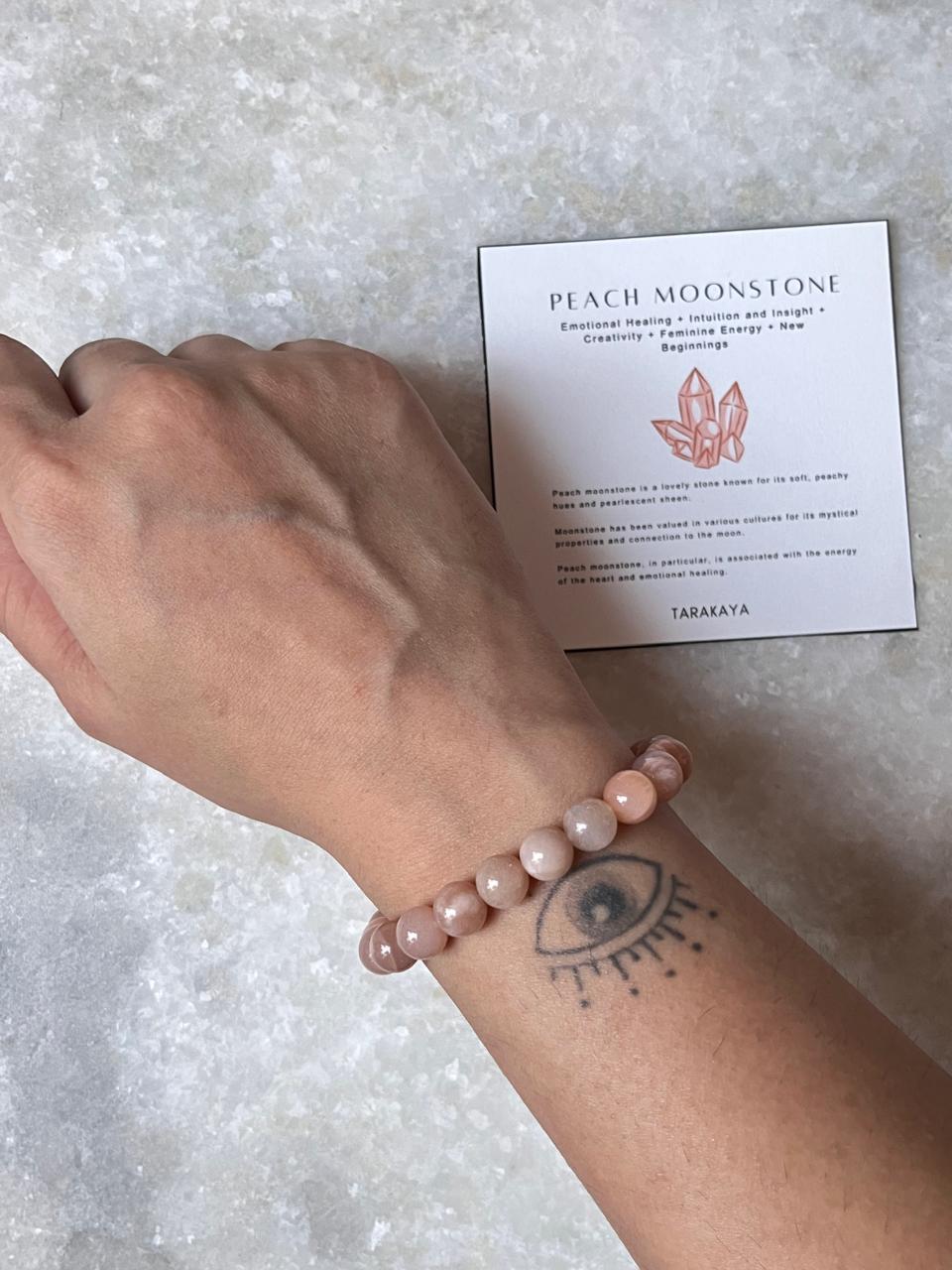 Peach Moonstone Natural Crystal Bracelet 8mm
