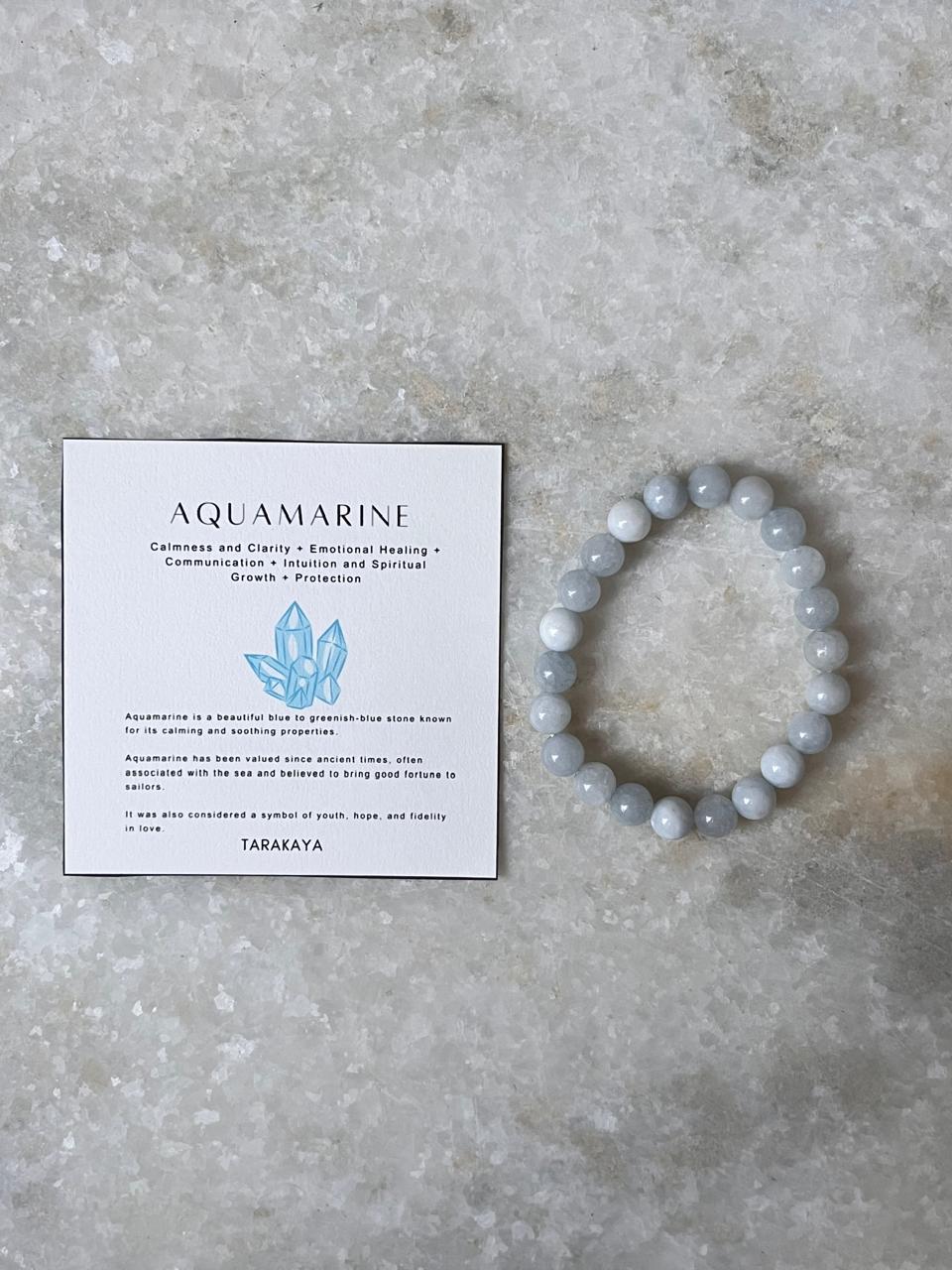 AAA Aquamarine Natural Crystal Bracelet, 8MM