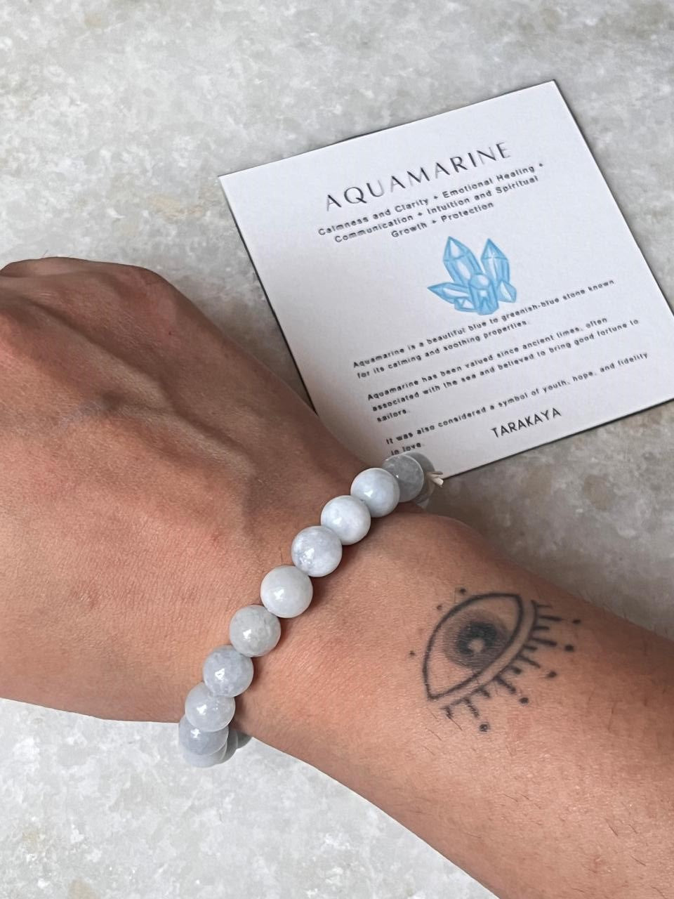 AAA Aquamarine Natural Crystal Bracelet, 8MM