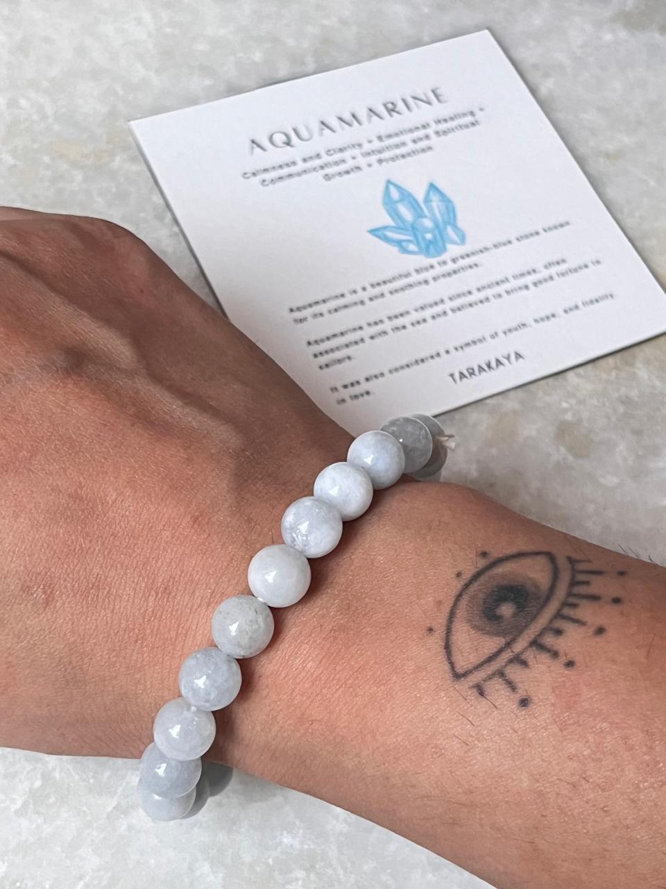 AAA Aquamarine Natural Crystal Bracelet, 8MM